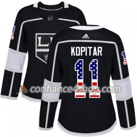 Adidas Maillot de Hockey Los Angeles Kings Anze Kopitar 11 2017-2018 Noir USA Flag Fashion Authentic - Femme